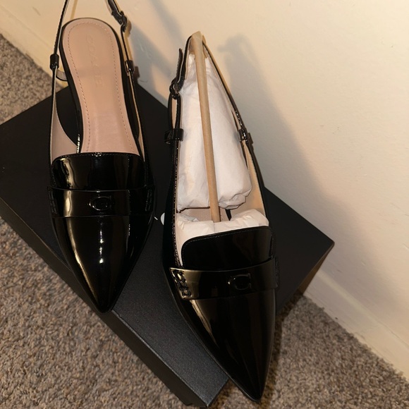 Coach Nikoka Black Patent Leather Slingback Pumps - Picture 3 of 4